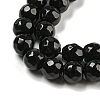 Faceted Round Natural Black Onyx Beads Strands G-S132-01-3