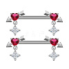 Brass Micro Pave Camellia Cubic Zirconia Heart Nipple Barbells WG21F93-09-1