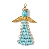 Angel Glass Seed Beads Pendants Decrotions HJEW-MZ00113-05-1