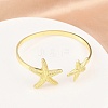 Marine Organism Brass Cuff Bangles for Women BJEW-D368-03D-G-2