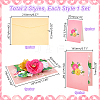 AHANDMAKER 2 Sets 2 Styles Valentine's Day Rectangle 3D Pop Up Flower Paper Greeting Card AJEW-GA0006-96-2