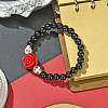 Halloween Theme 8.5mm Synthetic Black Stone Beaded Stretch Bracelets BJEW-JB10882-01-2