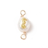 Grade AA Natural Cultured Freshwater Pearl Connector Charms with Golden Tone Alloy Slices PALLOY-JF01996-03-2