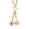 Ion Plating(IP) 304 Stainless Steel Purple Enamel Letter & Eye Pendant Wheat Chain Necklaces STAS-Z102-01G-W-1