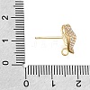 Brass Micro Pave Cubic Zirconia Stud Earring Findings with Loops CU-CBA1682-02G-3