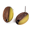 Resin & Walnut Wood Stud Earring Findings MAK-N032-004A-A03-3