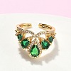 Brass Micro Pave Cubic Zirconia Adjustable Cuff Rings RJEW-C131-02G-2