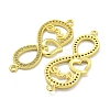 Rack Plating Brass Micro Pave Clear Cubic Zirconia Infinity with Heart Links KK-B091-48G-03-2