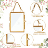 Rectangle Mini Brass Wall Hanging Photo Frame for Pressed Flower with Chain ODIS-WH0061-05AG-4