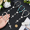 4Pcs 4 Colors Cross with Jesus Alloy Charm Bracelets BJEW-DC0001-10-3