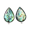 304 Stainless Steel Pave Natural Paua Shell Stud Earring Findings STAS-Z125-06P-1