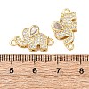 Brass Pave Clear Cubic Zirconia Elephant Links Connector Charms KK-K408-58G-3