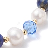 Natural Lapis Lazuli & Cultured Freshwater Pearl Beads Stretch Bracelets BJEW-JB12856-01-4