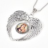 Zinc Tibetan Style Alloy Angel Wing Heart Pendant Necklaces NJEW-G328-B03-3