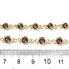 Brass Purple Cubic Zirconia Flat Round Links Double Layer Necklaces NJEW-C070-01A-G-3