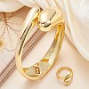 Brass Teardrop Open Cuff Rings & Open Cuff Bangles Jewelry Sets for Women SJEW-SZ0001-016G-9