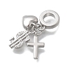 Brass Micro Pave Clear Cubic Zirconia European Dangle Charms KK-D431-033C-P-2