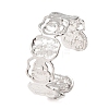 304 Stainless Steel Hollow Rose Flower Open Cuff Bangles for Women SA-CBABC9E-01P-2