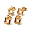 Ion Plating(IP) Rhombus 304 Stainless Steel Stud Enamel Earrings EJEW-A081-19G-1