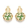 Brass Micro Pave Clear Cubic Zirconia Cat Eye Pendants KK-T071-16G-B02-1