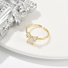 Rack Plating Brass Micro Pave Clear Cubic Zirconia Cuff Rings for Women RJEW-M028-55G-4