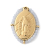 304 Stainless Steel Oval Embossed Jesus Pendants STAS-L022-490G-03-1