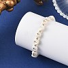 Natural Freshwater Shell Flat Round with Cross Beaded Stretch Bracelets for Women BJEW-JB14238-2