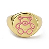 Bear Pattern Real 18K Gold Plated Open Rings for Teen Girl Women KK-C224-08G-2