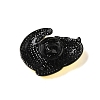 Black Zinc Alloy Rhinestone Brooches JEWB-E037-01EB-02-2