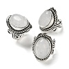 Natural Quartz Crystal Adjustable Rings RJEW-I108-01AS-09-4