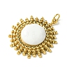 Ion Plating(IP) 304 Stainless Steel Pave Faceted Natural White Jade Pendants FIND-Z028-38E-2