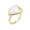 Heart Brass Natural Quartz Crystal Finger Rings RJEW-D304-01G-F-2
