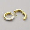 Enamel Hoop Earrings with Clear Cubic Zirconia EJEW-WH0004-39G-3