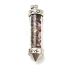 Mixed Gemstone Chip Glass Bottle Big Pendants G-P482-01P-2