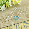 Lady's Hair Accessories Silver Color Plated Iron Rhinestone Flower Hair Forks PHAR-S194-06-1
