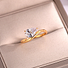 Brass Pave Single Cubic Zirconia Finger Rings for Women ZK8046-3-2