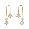 304 Stainless Steel Glass Flower Dangle Stud Earrings EJEW-JE06481-03-2