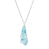 Electroplated Natural Quartz Crystal Prism Copper Wire Wrapped Pendant Necklaces NJEW-JN05027-02-4