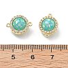 Brass Micro Pave Clear Cubic Zirconia Flat Round Connector Charms KK-B129-24G-02-3