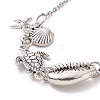 Shell & Starfish & Turtle Alloy Charm Bracelet for Women BJEW-JB09354-3