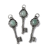 Key Brass Natural Green Aventurine Big Pendants KK-D361-01AS-14-1