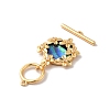 Brass Pave Clear Cubic Zirconia Toggle Clasps KK-M243-09G-02-4