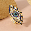 Fashion Colorful Evil Eye Alloy Cubic Zirconia Ring Simple Cute Hand Jewelry QY4445-2