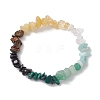 Chakra Natural Green Aventurine & Citrine & Tiger Eye & Obsidian & Quartz Crystal & Flower Amazonite & Topaz Jade Chip Beaded Stretch Bracelets BJEW-JB10777-03-1