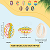   80Pcs 8 Styles Printed Natural Cowrie Shell Beads SHEL-PH0001-40-2