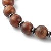 Spray Painted Natural Maple Wood & Waxed Wooden Beaded Bracelets Sets BJEW-JB06362-11