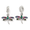 Rack Plating Alloy Pave Colorful Rhinestone Insect European Dangle Charms FIND-B034-14P-02-1