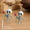 Skeletonl with Rose Acrylic Dangle Earrings FS-WG6350E-01-1