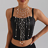 Alloy & Plastic Imitation Pearl Round Beaded Tassel Bib Necklaces FS-WG28DD0-01-2