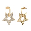 Brass Micro Pave Clear Cubic Zirconia Dangle Stud Earrings EJEW-F256-03G-2